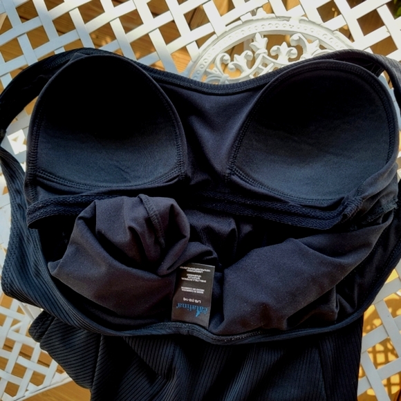 CATALINA ♡ Gorgeous Black Ribbed 1pc Swimsuit with Large Padded Bralette L 12-14 - Picture 10 of 11